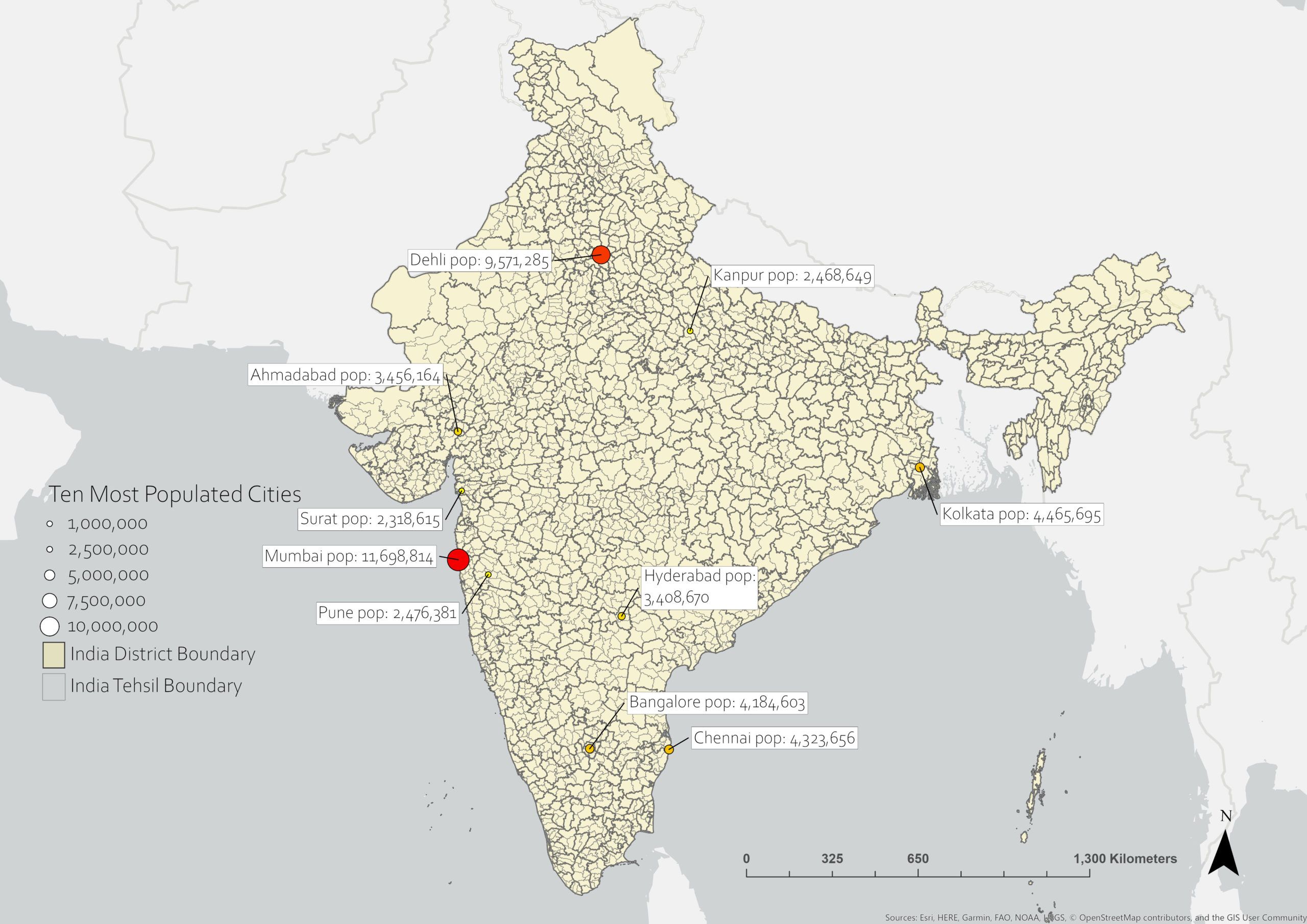 2001 Districts and Most Populated Cities